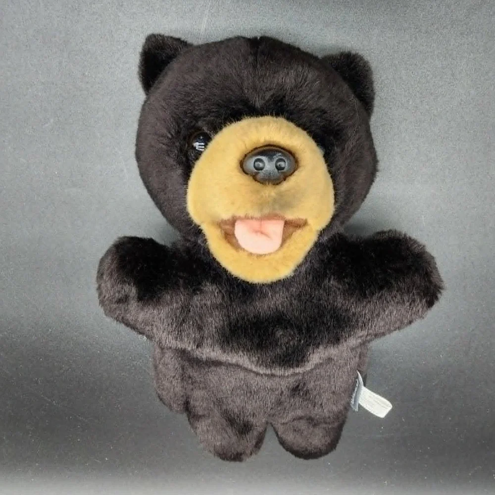 Demdaco Black Bear Hand‎ Puppet Kids Woodland Forest Plush Animal Storytelling